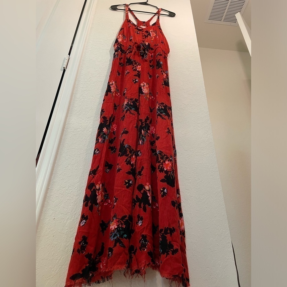 Free People One Moonlight Garden Red Floral Sleeveless Jumpsuit Size Medium - Picture 4 of 13
